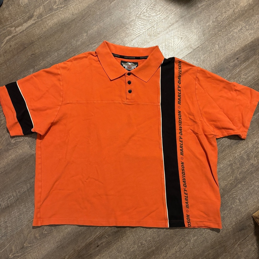 Harley-Davidson Orange and Black Polo Shirt